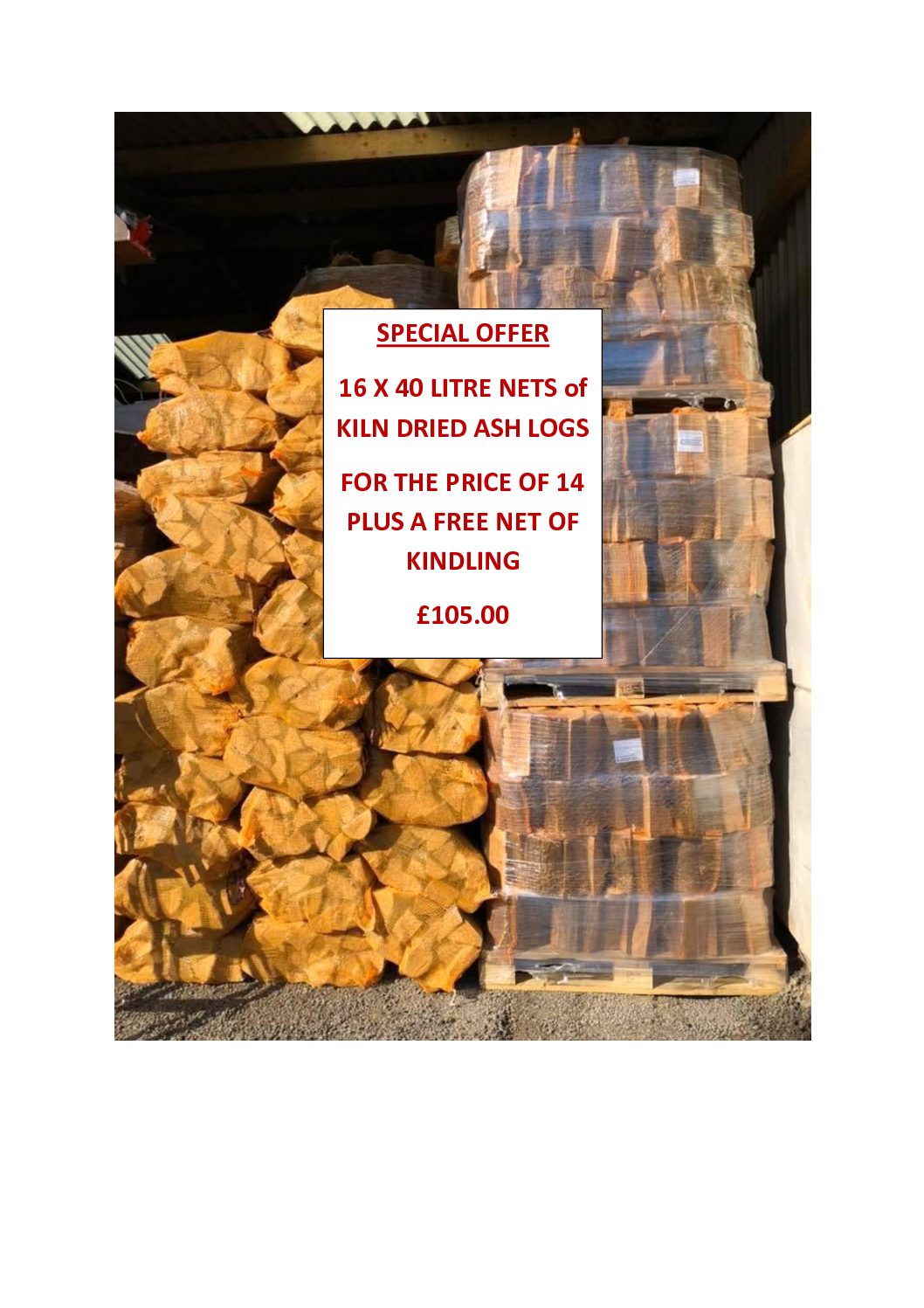 KILN DRIED ASH LOG NETS – SPECIAL OFFER