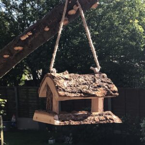 Unique Rustic Oak Bird House Feeder