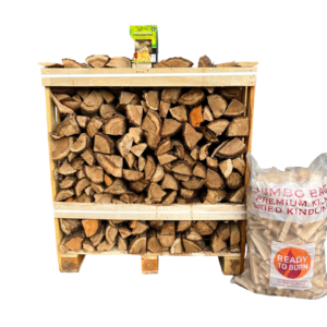 Kiln Dried Oak 10” Logs in Crate & Jumbo bag kindling and box of Wood Wool Firelighters (ENGLAND & WALES ONLY)