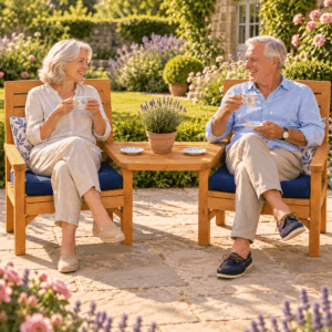 Garden Furniture Wooden Twin Chairs with Detachable Table