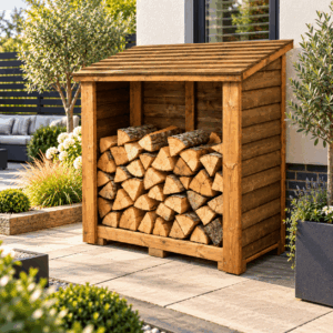 Heavy Duty Medium Wooden Log Store, 120x77x135 cm