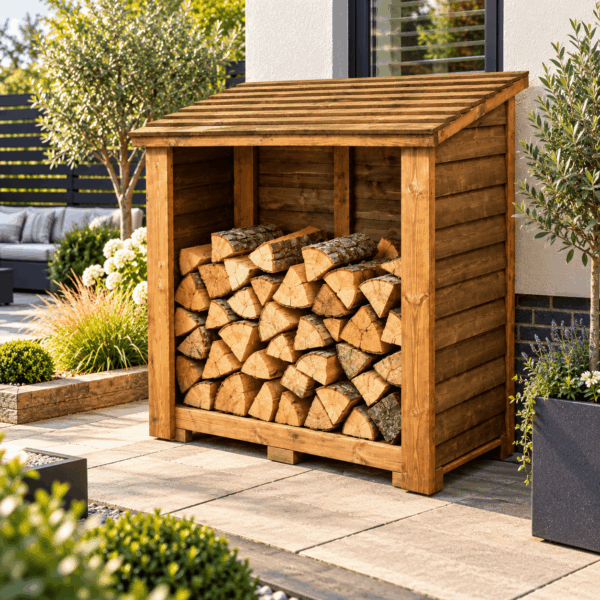 Heavy Duty Medium Wooden Log Store, 120x77x135 cm