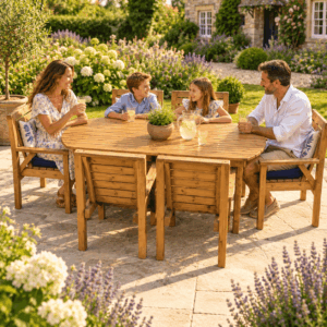6FT Wooden Garden Furniture Dining Set with 6 Chairs