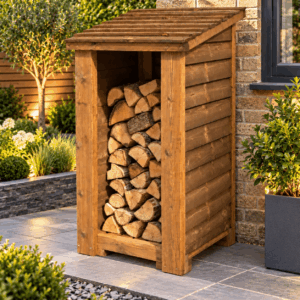 Heavy Duty Small Wooden Log Store, 65x77x135cm