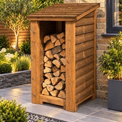 Heavy Duty Small Wooden Log Store, 65x77x135cm