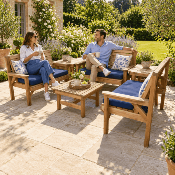 Handmade Full Corner Garden Furniture Set – 3 Benches & 3 Tables